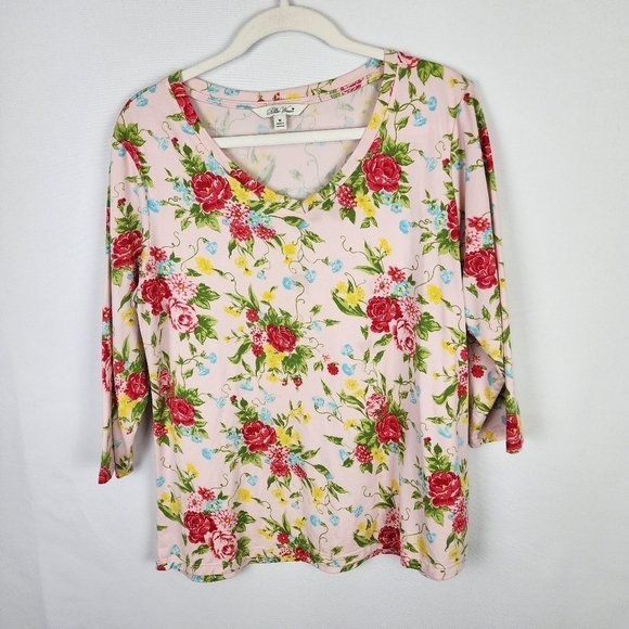 Pioneer Women 3/4 Sleeve Super Soft Floral V-neck Tee SIZE MEDIUM - Picture 1 of 6